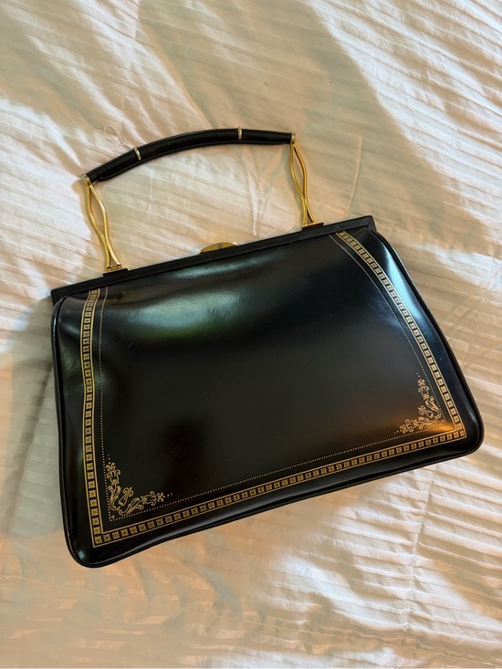 Handbags - Vintage Classic Black & Gold Frame Top-Handle Bag